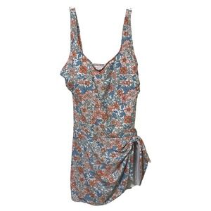 Eomenie Womens Floral One Piece Swimdress Ruched Side Tie XL Bloomcore Beachy